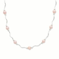 Primal Silver Sterling Silver 6-7mm Pink Freshwater Cultured Pearl Necklace