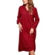 thumbnail image 2 of Camisón de manga larga para mujer, botón de solapa, escote en V, diseño a cuadros rojos, camisón largo suelto para mujer, rojo XXL, 2 of 8