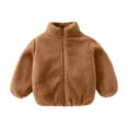 thumbnail image 2 of FAMTKT Toddler Baby Grils Fleece Outwear Boys Zipper Solid-color Thick Kids Warm Coat, Baby Coat( 4-5 Years, Brown ), 2 of 5