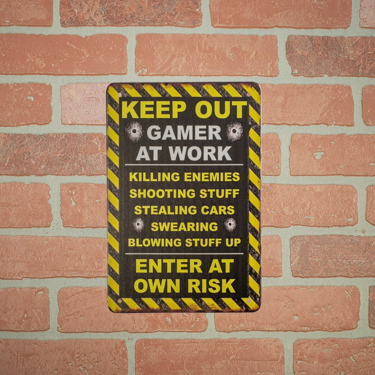 Caution Keep Out Gamer At Work Metal Wall Sign Funny Dorm Bedroom Man Cave Decor Caution Keep Out Gamer At Work Metal Wall Sign Funny Dorm Bedroom Man Cave Decor