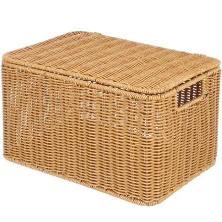GAXIRE Woven Box with Lid for Closet Storage Brown 32.0X22.0X18.0In 1 Set