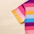 thumbnail image 5 of ZEHJUHAN Toddler Girls 3-Piece Summer Outfit Set Rainbow Striped T-Shirt Sport Shorts Matching Bag Cute Playwear Purple，18-24M, 5 of 7