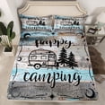 thumbnail image 2 of YST Boho Camper Decor Bed Sheets Twin Happy Camping Sheet Set Rv Accessories Bedding For Travel Trailers Bunks,Rustic Farmhouse Stars Moon Fitted Sheet Blue Grey Flat Sheet 3 Pcs, 2 of 5