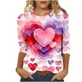 thumbnail image 2 of Craaazy Women's 3/4 Sleeve Valentines Printed Round-neck Tops Gifts, 2 of 6