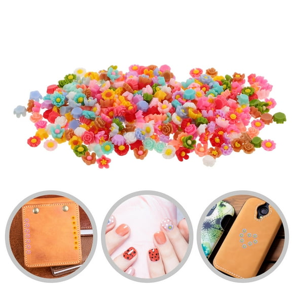 OFFIGAM 300pcs Assorted Color Tiny Resin Flowers for Craft Projects, Scrapbooking, Nail Art, and Decoration