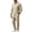 Khaki, variant on LYSMORA Men's 2 Piece Outfit Set Lapel Collar Partial Button Long Sleeve Top and Straight‑Leg Pants for Business Casual Daily Wear