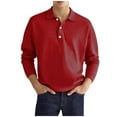 thumbnail image 2 of Blczomt Golf Polos for Men Pullover Red Polo Collared Button Plain Men's Fashion, 2 of 6