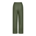 thumbnail image 6 of YUGYXL Drawstring Linen Pants for Women Fashion Cozy Cropped Pants Irregular Hem Loose Beach Pants with Pockets Army Green L, 6 of 6