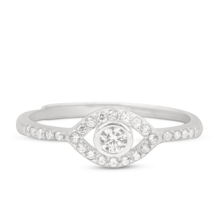 .25 Carat Round Brilliant Real Diamond Evil Eye Promise Ring in 10k White Gold