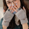 thumbnail image 4 of Guantes de invierno sin dedos, mitones convertibles, forro polar térmico, forro aislante, resistente al viento, cálido para hombres y mujeres, color negro, 4 of 6