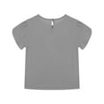 thumbnail image 4 of Ohufall Summer New Shirts for Kids Casual Solid Color Cotton and Linen Sleeve Short Round Neck Top Girls T-Shirt,5-15 Years, 4 of 5