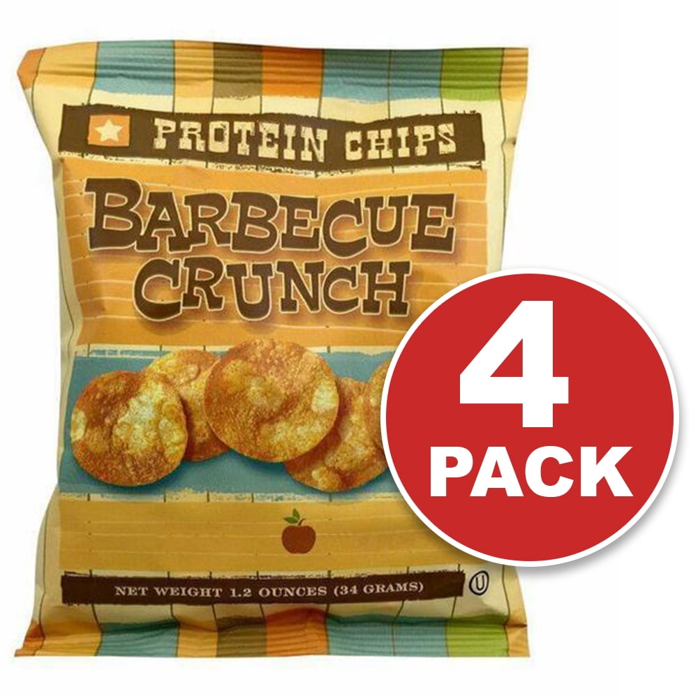 Protein Chips, BBQ Flavored, Low Carb Snack, High Fiber, 4 Pack