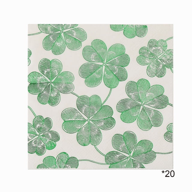 Cheapark 20 Piece Easter Themed Napkins Spring Shamrock Patterns Paper Napkins for Holiday Party Decorative Table Setting