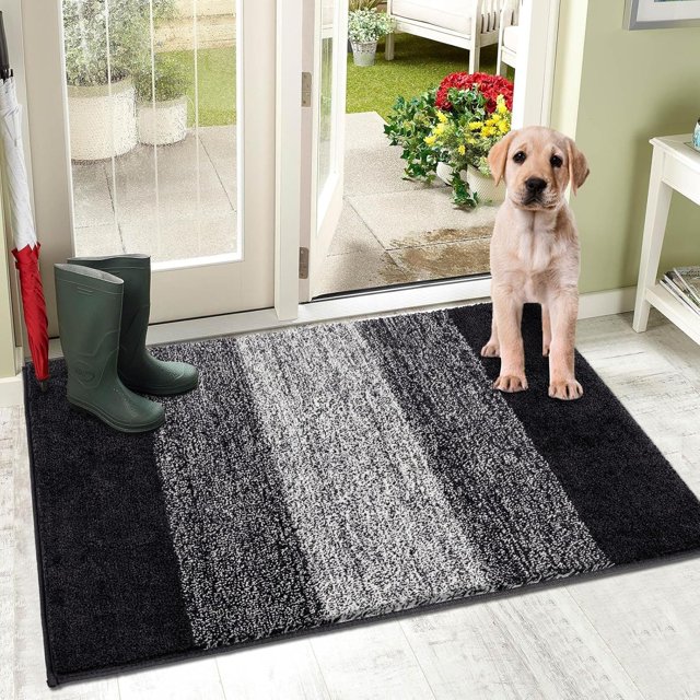 Tapis d'Entrée Intérieur Tapis de Porte Antidérapant Absorbant Attrape-Boue Tapis LowProfile Tapis de Sol Intérieur Doux Lavable à la Machine Petits Tapis Tapis de Porte pour Entrée (‘‘x‘‘ Gris)