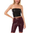 thumbnail image 5 of MixMatchy Women's Comfortable Faux Leather Biker Shorts with Stretchy Elastic Band, 5 of 6