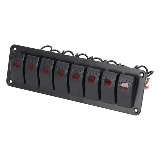 Panneau de Commutation LED, Protection de Circuit de Panneau de Commutation de Bande 8 Résistant à la Chaleur Imperméable pour Voiture RV Bus Bateau de Mer Rouge, Bleu