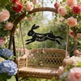 thumbnail image 5 of Easter Bunny Decor Boho Black Wooden Bunny Wind Chime Wall Hanging with Star and Lunar Patterns for Garden Home, 5 of 6