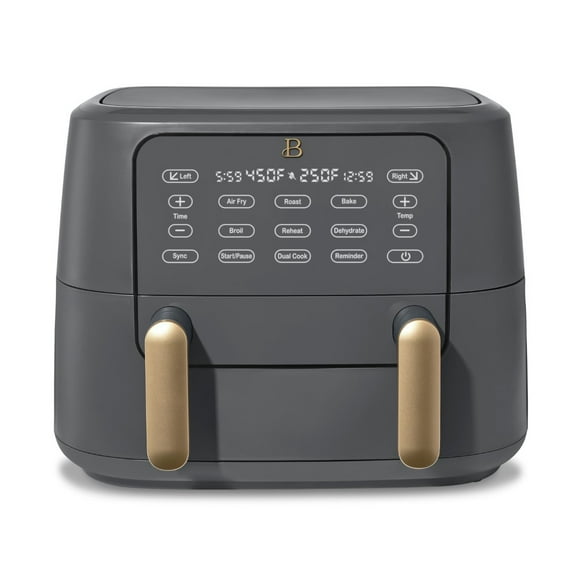 Beautiful 9 QT TriZone Air Fryer, Oyster Grey by Drew Barrymore