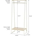 thumbnail image 2 of Clothes Rack with 2 Wood Shelves, Freestanding Metal Sturdy Clothing Rack, Small Space Storage, White, 2 of 8