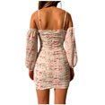 thumbnail image 3 of Vestido de manga larga con tirantes sexy de un hombro con estampado floral nuevo de primavera y verano Pompotops  hdfakjf8838, 3 of 9