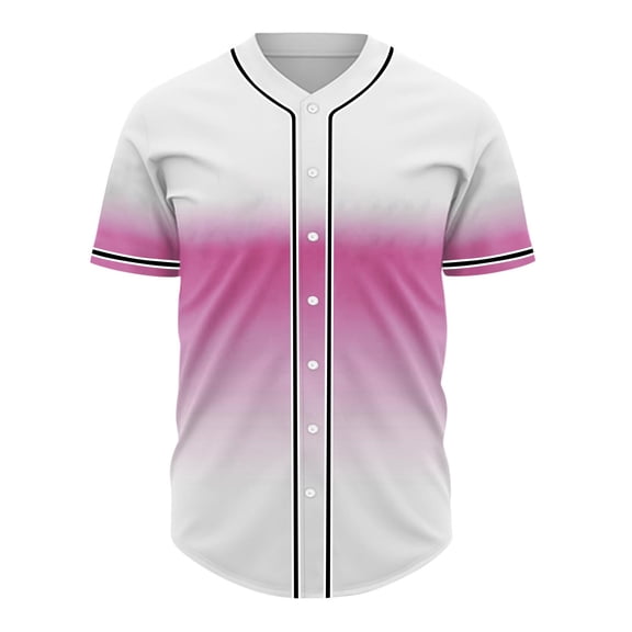 YLSDY Fashion Basic T-Shirts for Men Gradient Color Short Sleeve Shirts 2025 Summer Casual Mock Neck Button-Up Cardigan Baseball Activewear Pink L
