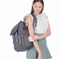 thumbnail image 4 of Mochila para pañales para mamá, con puerto USB, para el cuidado del bebé, para lactancia, mochila de viaje a la moda para cochecito, gris oscuro, 4 of 5