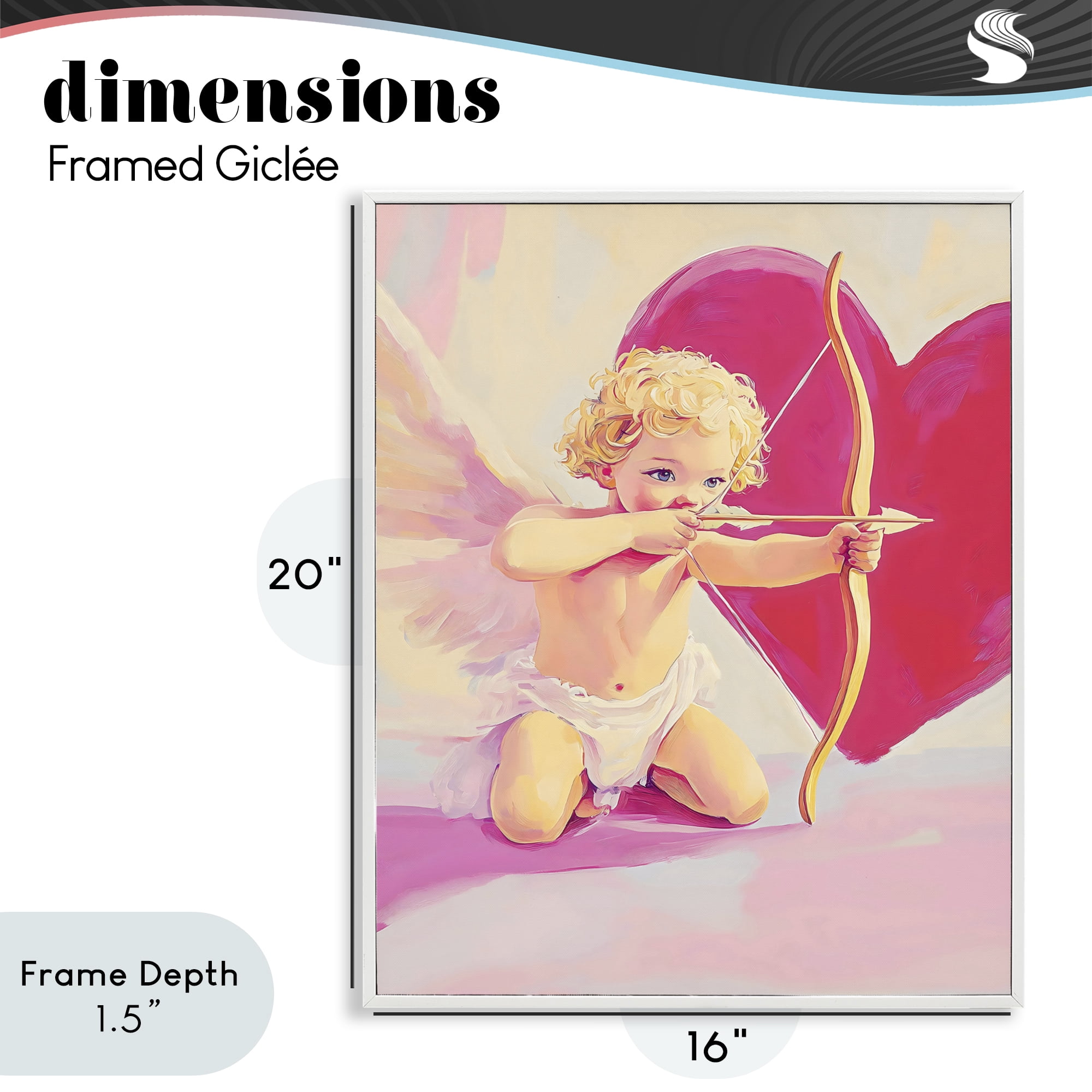 Stupell Industries Cupid Shooting Arrow with Heart White Framed Giclee Art, design by The Prints Vibe