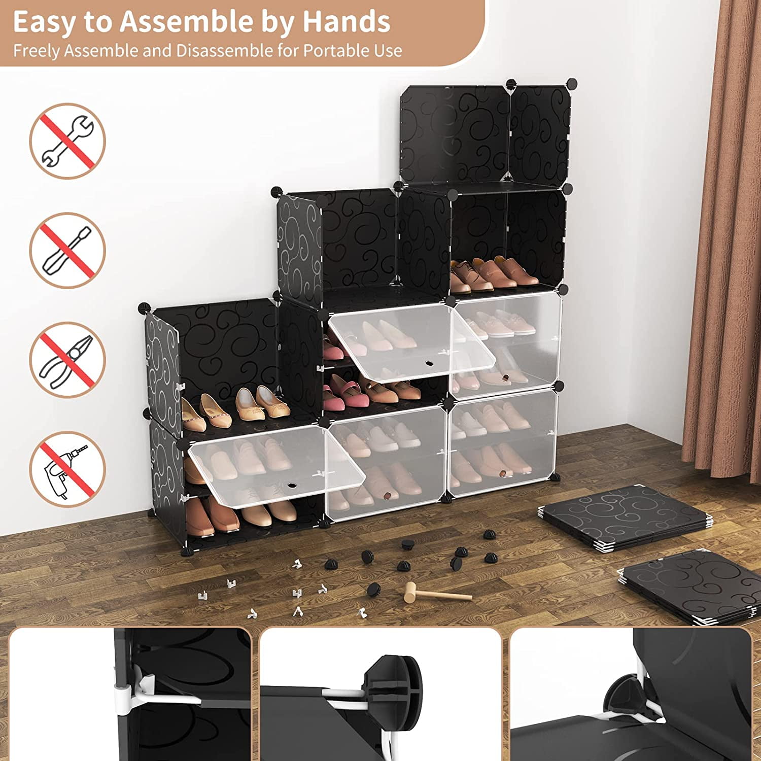 BIGLUFU Portable Shoe Rack Organizer, 8-Tier