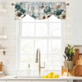thumbnail image 4 of Tie Up Valances for Windows, Teal Tulip Butterfly Adjustable Valance Curtains Window Treatment for Living Room, Beige Turquoise Floral Farmhouse Blue Rod Pocket Kitchen Curtains & Drapes 42x12 Inch, 4 of 9