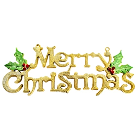 WHAMVOX  30 Cm Letter Plate Merry Christmas Sign Hanging Decor Ornament Golden