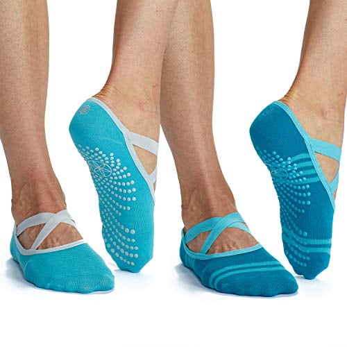 2 Pairs Gaiam Yoga Barre Unisex Grippy Non Slip Sticky Toe Grip Socks