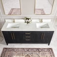 thumbnail image 4 of Gara 72" Double Bath Vanity in Fir Wood Black with White Grain Composite Stone, 4 of 16