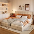 thumbnail image 3 of Lofka King Hydraulic Storage Bed Frame with Premium Upholstered and Lift-up Function for Bedroom Organization, Beige, 3 of 4