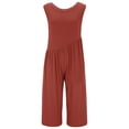 thumbnail image 1 of Gibobby Mono Ajustado de Verano Chaleco de color sólido Mono sin espalda Pantalones de mujer casuales sueltos Mono transpirable de verano(Rojo， S), 1 of 3