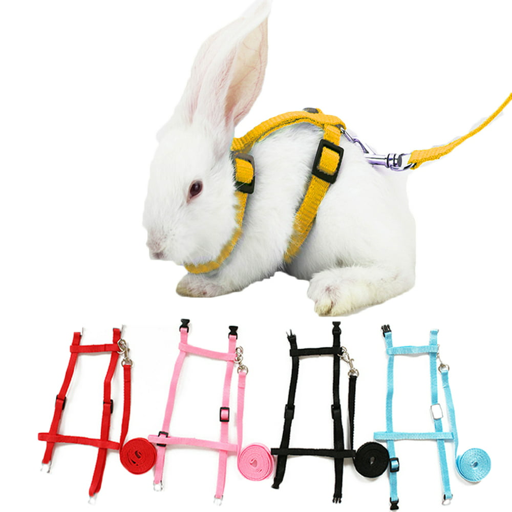 SPRING PARK Adjustable Soft Polyester Small Pet Rabbit Harness Leash ...