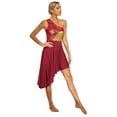 thumbnail image 3 of inhzoy Robe Tunique Superposée de Danse Liturgique pour Femmes à une Épaule, Costume de Danse Lyrique Bourgogne TG, 3 of 7