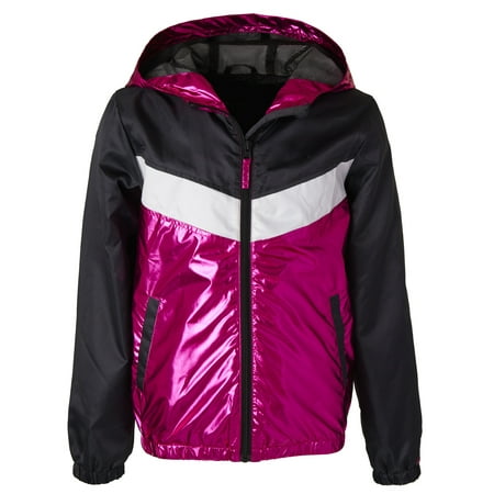 Metallic Colorblock Windbreaker Jacket with Mesh Lining (Little Girls & Big (The Best Windbreaker Jacket)