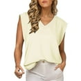 thumbnail image 2 of WTXUE Tank Tops Sleeveless, Scoop Neck Cap Sleeve for Women Summer Top Basic Tee Shirts Tank Loose 2024 Striped Casual Tops for Women Khaki XXL, 2 of 5