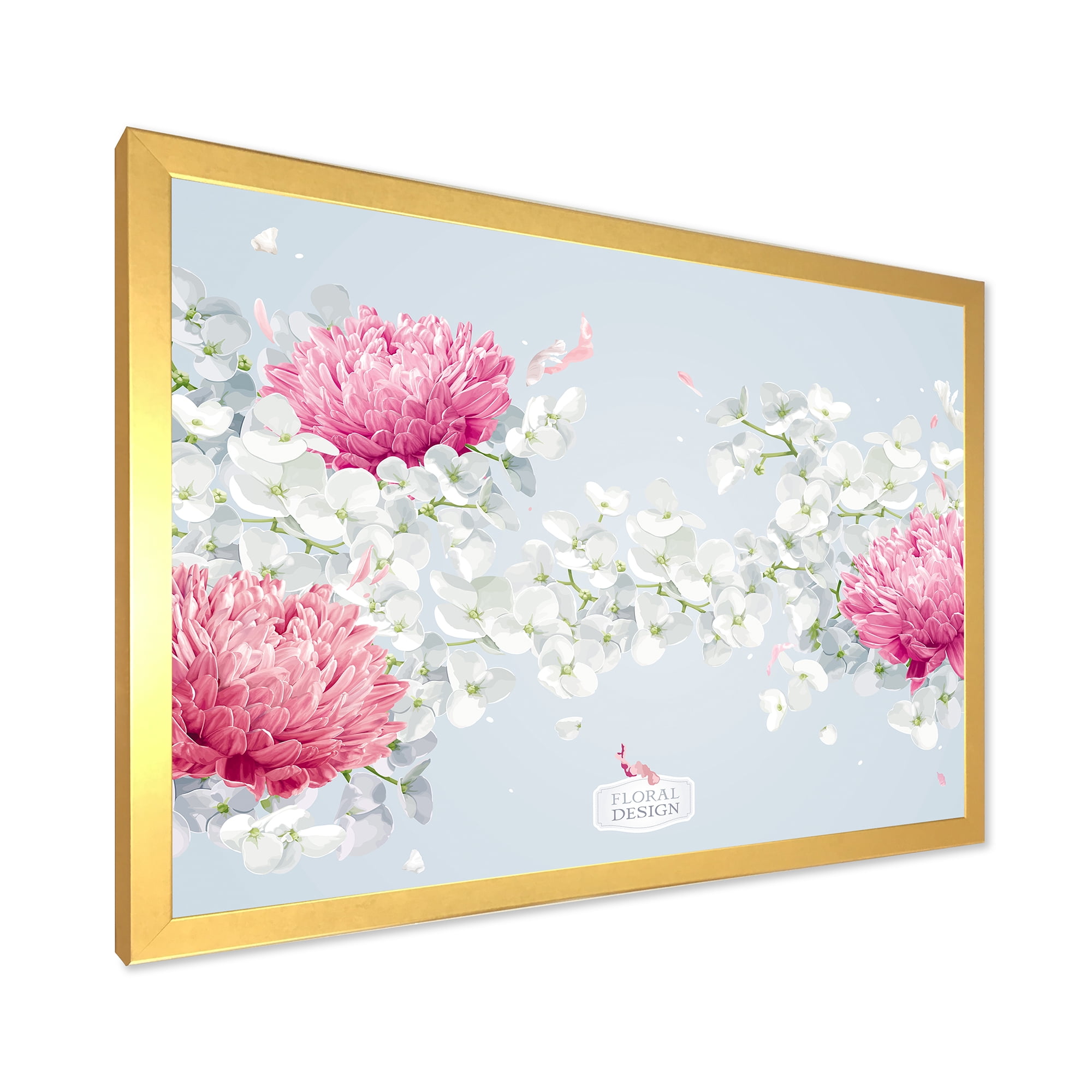 Designart 'Apple Blossom and Chrysanthemums' Traditional Framed Art Print