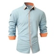 thumbnail image 1 of Camisas Para Hombre Camisa de manga larga coloreada con cuello de solapa informal a la moda de primavera y otoño para hombre (Sky Blue, M), 1 of 5