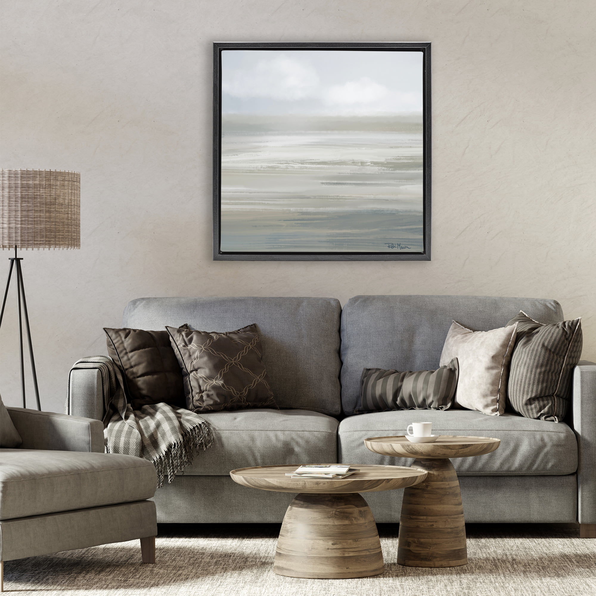 Stupell Industries Mid Afternoon Landscape Black Framed Floater Canvas Wall Art, design by Robin Maria