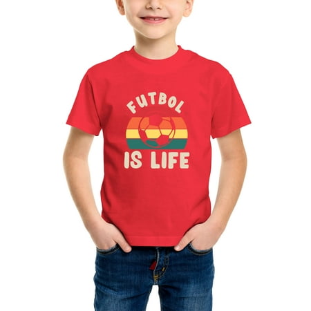 

Envmenst Futbol Is Life Shirt For Children Soccer Funny Football Lover Boys Girls Short Sleeve T Shirt Kid Unisex 100%Cotton Tee