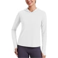 thumbnail image 4 of Miluxas Women's UPF 50+ Sun Protection Hoodie Lightweight UV Protection Long Sleeve Shirts with Thumb Holes for Hiking Fishing Outdoor Activities White, 4 of 5