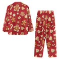 thumbnail image 4 of SCRAWLGOD Christmas 2 PCS Men's Pajama Sets Button Down Long Sleeve Pajama Set for Men Lightweight Anti-Wrinkle Loungewear with Pockets & Elastic Band, Gingerbread Man Candy Cane Heart Red, L, 4 of 6