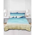thumbnail image 3 of Quilts Full Size, Summer Coastal Soft Comforter Bedding Set for Bed, Turquoise Ombre Beach Ocean Waves Lightweight Quilted Bedspread with Pillow Cover(2 Pieces) for All Season, 78x90 Inch, 3 of 6