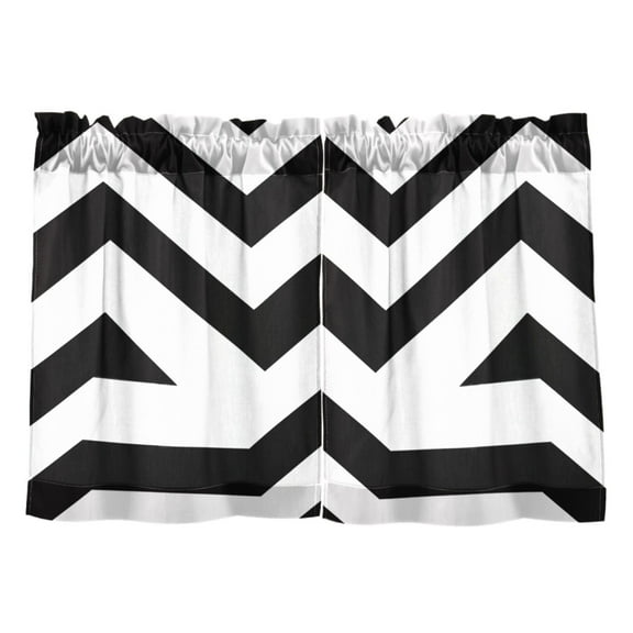 Black and White Stripes Kitchen Curtains Tier Set 27x24 Inch 2 Panels Semi Sheer Light Filtering Privacy UV Protection