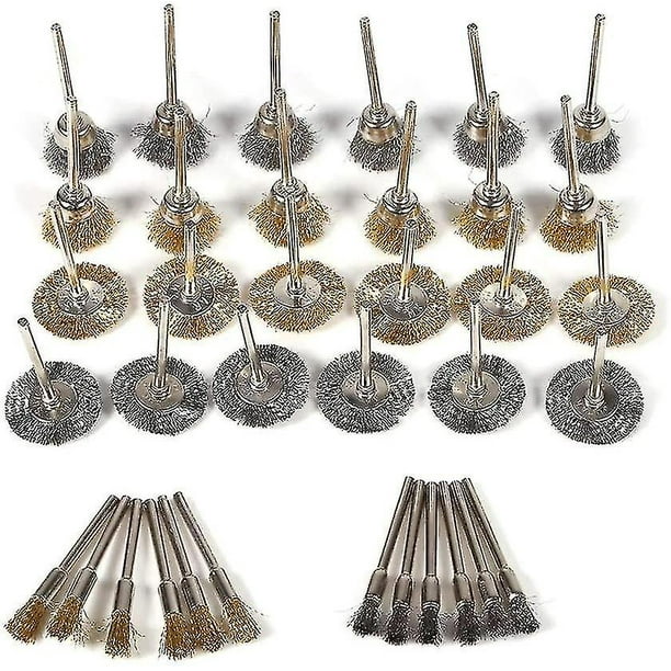 Garosa Juego de Cepillos para Pulir Latón de 36 Piezas Juego de Cepillos de Alambre para Herramientas de Taladro Kit Completo de Perforación de Alambre de Acero Inoxidable Rotativo