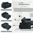 thumbnail image 4 of 55" Convertible Sleeper Sofa Bed,3 in 1 Velvet Pull Out Sofa Bed with Adjustable Backrest & USB Ports,Modern Loveseat Sofa Couch for Living Room,Apartment,Black, 4 of 8