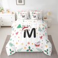 thumbnail image 2 of Homewish Christmas Initial M Letter Bedding Comforter Set 7pcs for Teens, Cartoon Santa Claus Hat King Bedding Sets, Xmas Tree Reversible Bed Sheets, Ultra Soft Bedroom Decor, 2 of 7