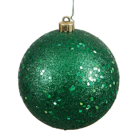 Vickerman 6" Emerald Sequin Ball Ornament, 4 per Bag